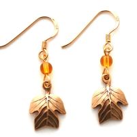 Tulip Poplar Leaf Dangle Earrings - gold