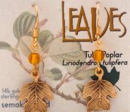 Tulip Poplar Leaf Dangle Earrings - gold