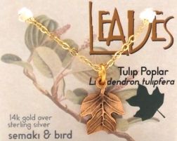 Tulip Poplar Leaf Necklace - gold