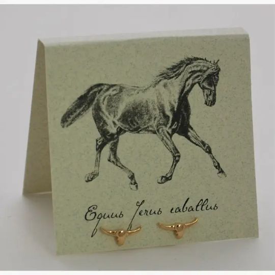 Longhorn Stud Earrings - gold Natural History