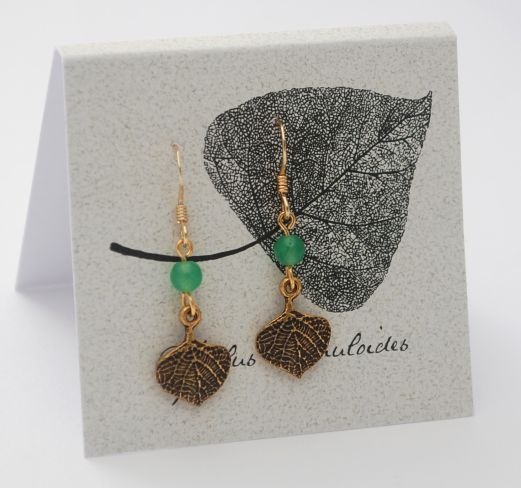 Aspen Dangle Leaf  Earrings - gold Natural History 