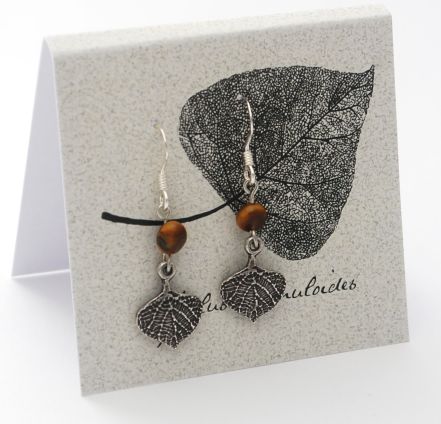 Aspen Dangle Leaf  Earrings - silver Natural History 