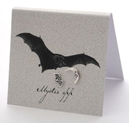 Bat & Moon Earrings - silver Natural History
