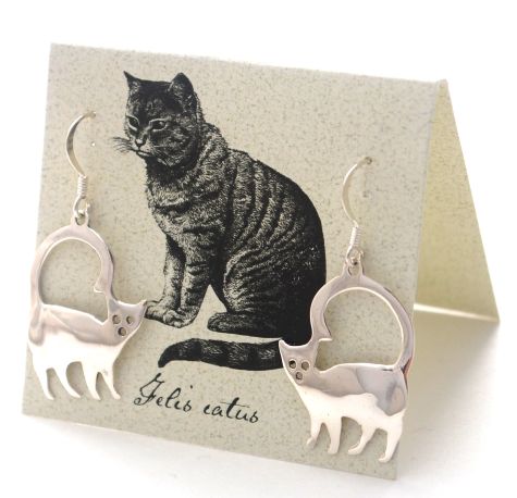 Curious Cat Earrings - silver
