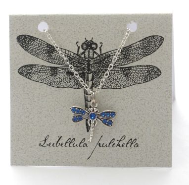 Dragonfly Sapphire Crystal Necklace - silver