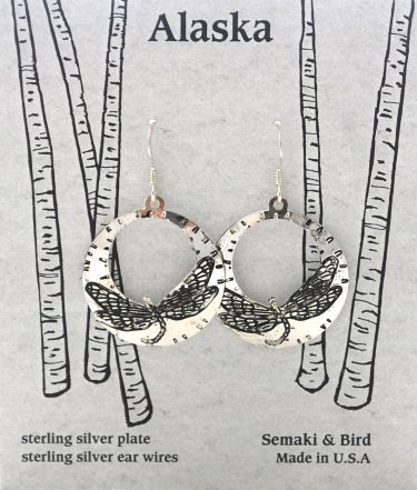 Dragonfly Hoops - silver