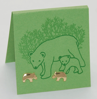 Bear Post Earrings - gold