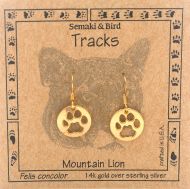 Mountain Lion Track Earrings - gold