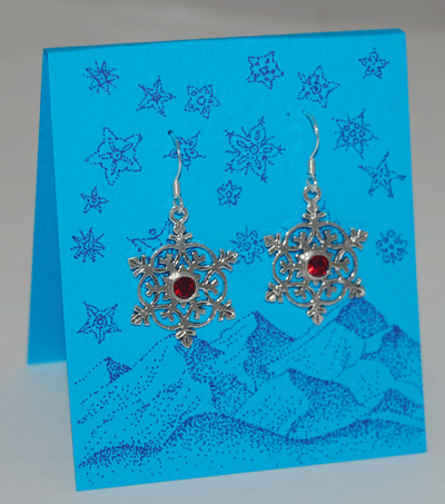 Snowflake Crystal Earrings - ruby