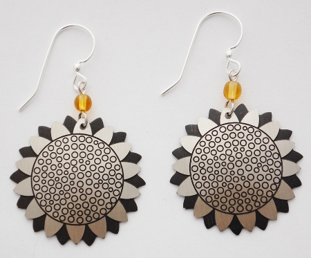 Sunflower Earrings - silver