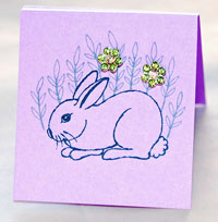 Flower Crystal Earrings Bunny Card