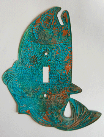 Salmon Switch Plate - verdigris