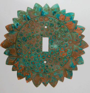 Sunflower Switch Plate - verdigris