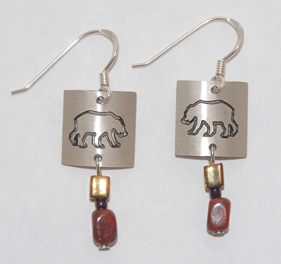 Grizzly Bear Petroglyph Earrings