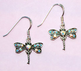 Dragonfly Crystal Earrings - aurora
