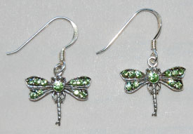 Dragonfly Crystal Earrings - peridot