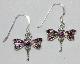 Dragonfly Crystal Earrings - amethyst