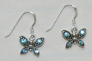 Butterfly Crystal Earrings - aquamarine