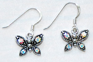 Butterfly Crystal Earrings - aurora