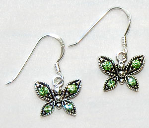 Butterfly Crystal Earrings - peridot