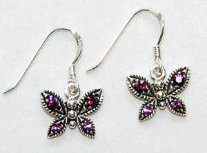 Butterfly Crystal Earrings - amethyst