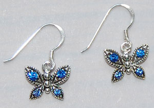 Crystal Butterfly Earrings - sapphire