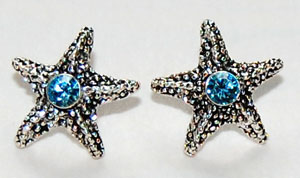 Sea Star Crystal Earrings - aquamarine