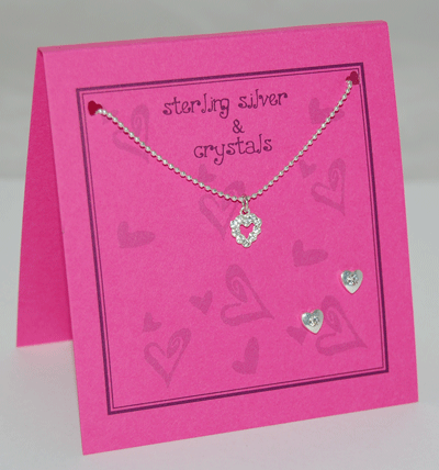 Heart Necklace Set - crystal