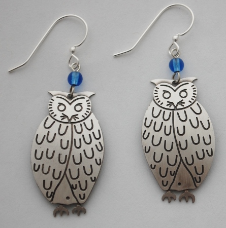 Owl Earrings -  silver