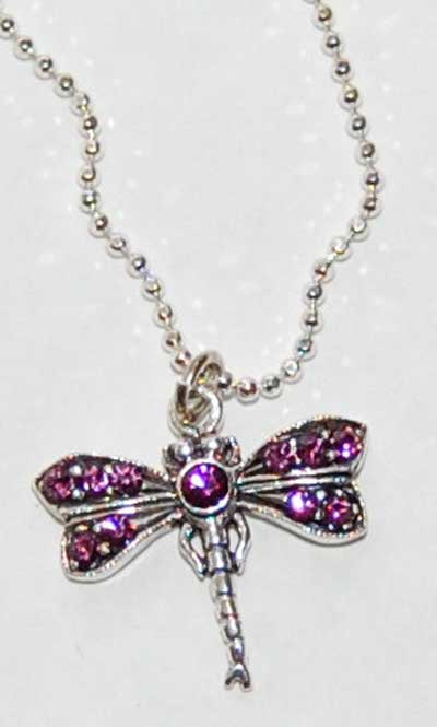 Dragonfly Necklace - amethyst