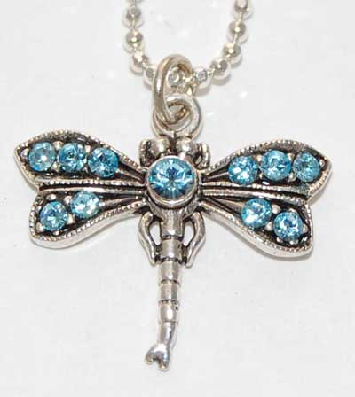 Dragonfly Necklace - aquamarine