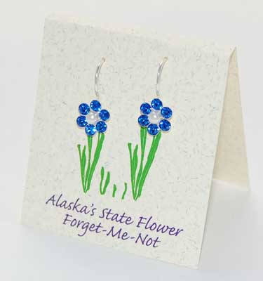 Sapphire Forget-Me-Not Earrings with pearl