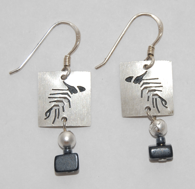 Skeleton Fish Petroglyph Earrings