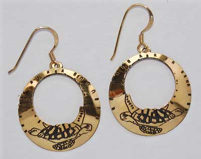 Sea Turtle Hoop Earrings - gold