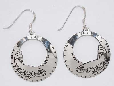 Salmon/Trout Hoop Earrings