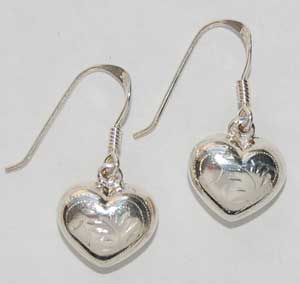 Etched Heart "Puff" Earrings 