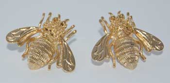 Giant Bee Earrings - gold