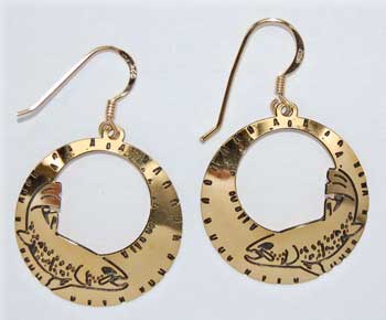 Salmon/Trout Hoop Earrings - gold