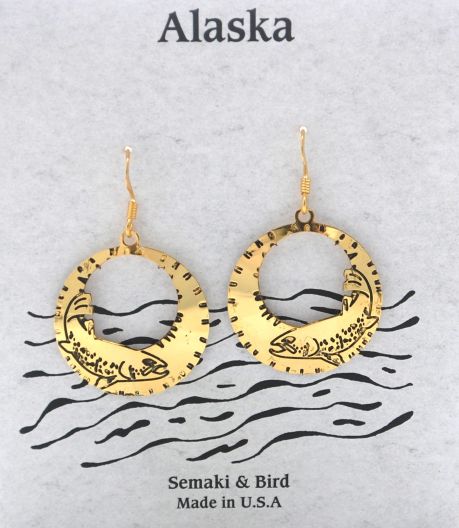 Salmon Hoop Earrings - gold