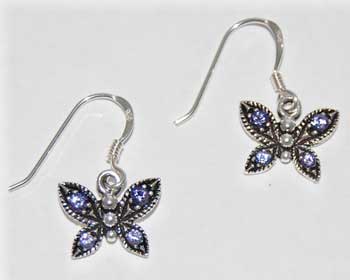 Butterfly Crystal Earrings - tanzanite
