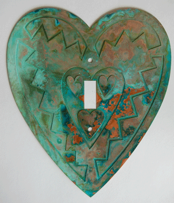 Heart Switch Plate - patina