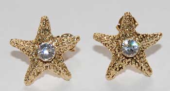 Sea Star Earrings - gold & diamond