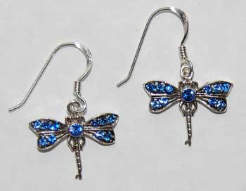 Dragonfly Crystal Earrings - sapphire