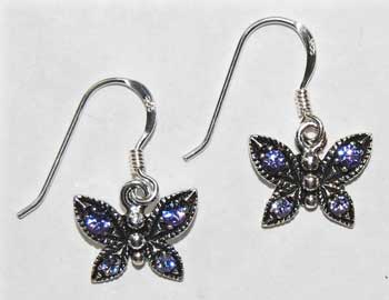 Butterfly Crystal Earrings - tanzanite