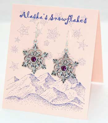 Snowflake Earrings  - amethyst