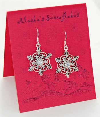 Snowflake Earrings - clear diamond