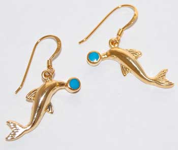 Dolphin Earrings - gold assorted stones