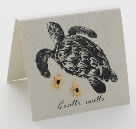 Turtle Earrings onyx - gold