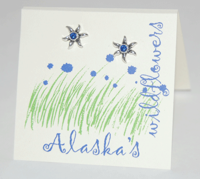 Alaska's Aster Wildflowers Earrings - sapphire