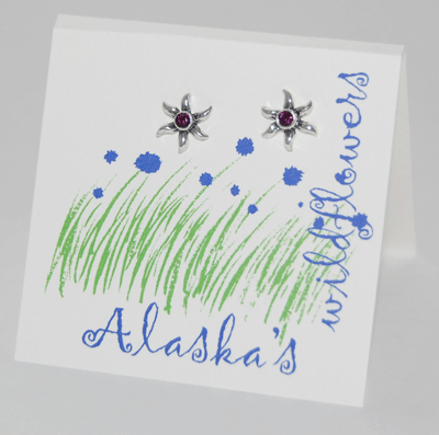Alaska's Aster Wildflowers Earrings - amethyst